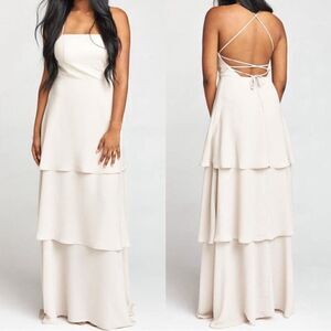 Show me your mumu calypso ruffle dress beige cream